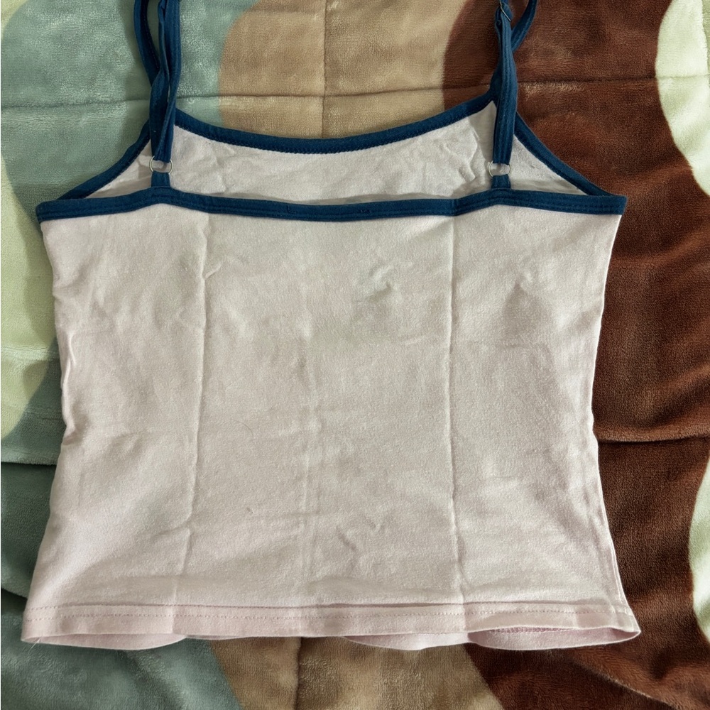 Edikted Light Pink Tank Top with Navy Trim - Picture 4 of 4